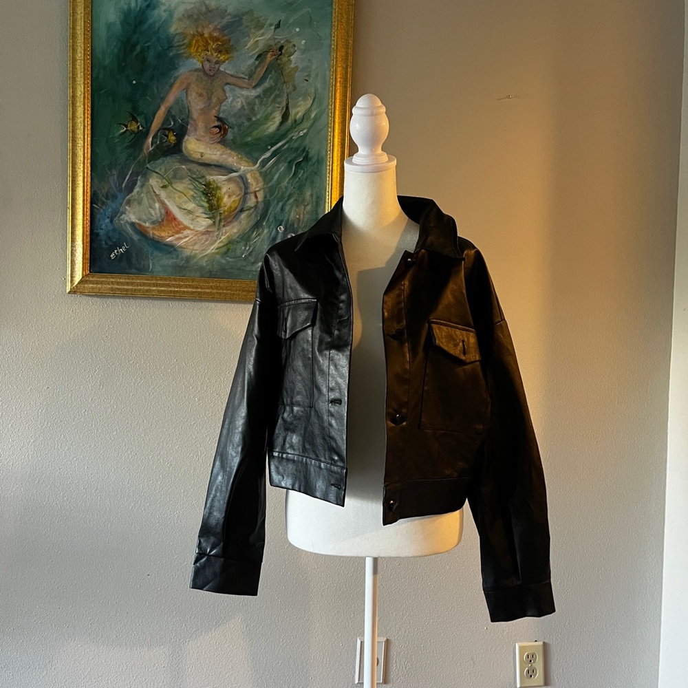 SHEIN Classic Black Leather Jacket